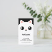 キュートホワイト子猫顔ペットシッターテンプレート 名刺 (スタンド正面)