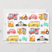 キュートホンクビープVroom輸送子供の誕生日 招待状 (裏面)