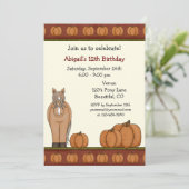 キュートホースと秋カボチャ秋誕生日 招待状 (スタンド正面)