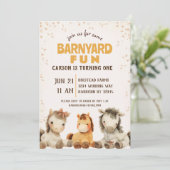 キュートホースファーム納屋周囲の庭ファースト誕生日 招待状 (スタンド正面)