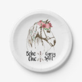 キュートホースボホウエスタンカントリーパーティーエクエストリアン ペーパープレート (正面)