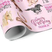 キュートホース女性のカーボーイ誕生日 ラッピングペーパー (ロールコーナー)