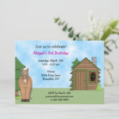 キュートホース&キャビン誕生日招待状for Girls 招待状 (スタンド正面)