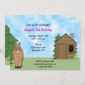 キュートホース&キャビン誕生日招待状for Girls 招待状 (正面/裏面)