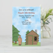 キュートホース&キャビン誕生日招待状for Girls 招待状 (スタンド正面)