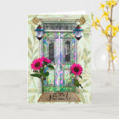 キュートホームスイートホーム引っ越し祝いパーティーフェアリードア カード (黄色い花)