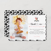 キュートホーリーカウガールピおもしろいンクベビーファースト誕生日 サンキューカード (正面/裏面)