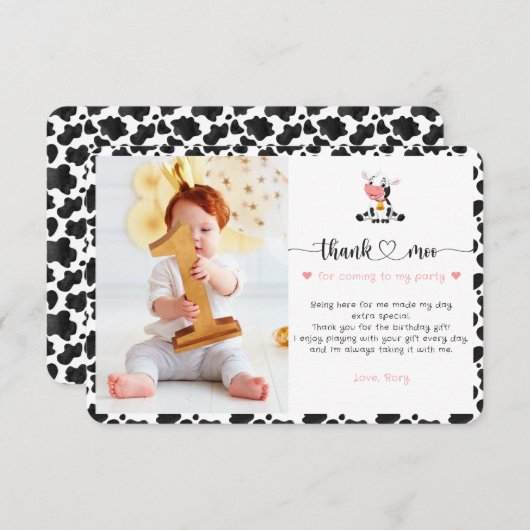 キュートホーリーカウガールピおもしろいンクベビーファースト誕生日 サンキューカード (正面/裏面)