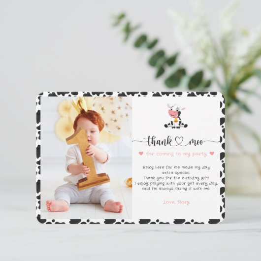 キュートホーリーカウガールピおもしろいンクベビーファースト誕生日 サンキューカード (スタンド正面)