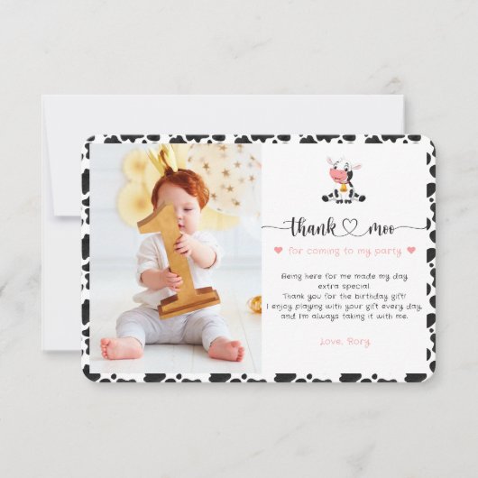 キュートホーリーカウガールピおもしろいンクベビーファースト誕生日 サンキューカード (正面)