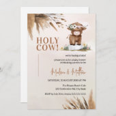 キュートホーリーカウパンパスファーム素朴ベビーシャワー 招待状 (正面/裏面)