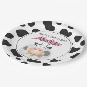 キュートホーリーカウファームテーマ牛プリントハッピーバースデー ペーパープレート (アングル)