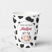 キュートホーリーカウファームテーマ牛プリントハッピーバースデー 紙コップ (裏面)