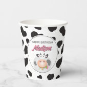 キュートホーリーカウファームテーマ牛プリントハッピーバースデー 紙コップ (正面)