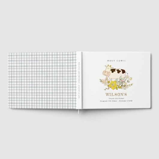 キュートホーリーカウファームフローラキッズ任意の年齢誕生日 ゲストブック (全面)