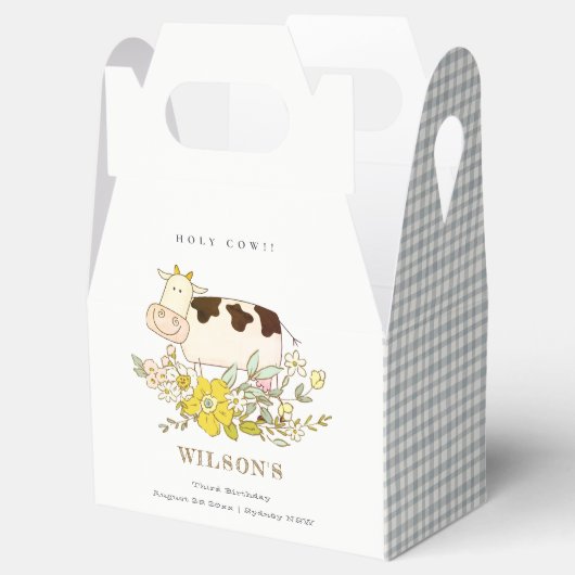 キュートホーリーカウファームフローラキッズ任意の年齢誕生日 フェイバーボックス (オープン)
