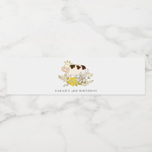 キュートホーリーカウファームフローラキッズ任意の年齢誕生日 ペットボトルラベル (シングルラベル)