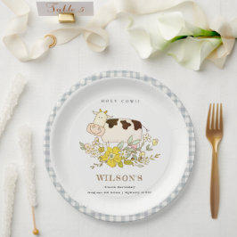 キュートホーリーカウファームフローラキッズ任意の年齢誕生日 ペーパープレート