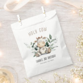 キュートホーリーカウリーフパステルニュートラル子供の誕生日 フェイバーバッグ (クリップ留めされた状態)