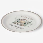 キュートホーリーカウリーフパステルニュートラル子供の誕生日 ペーパープレート (アングル)