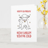 キュートホーリーシープあなたはオールドおもしろい誕生日 カード (黄色い花)