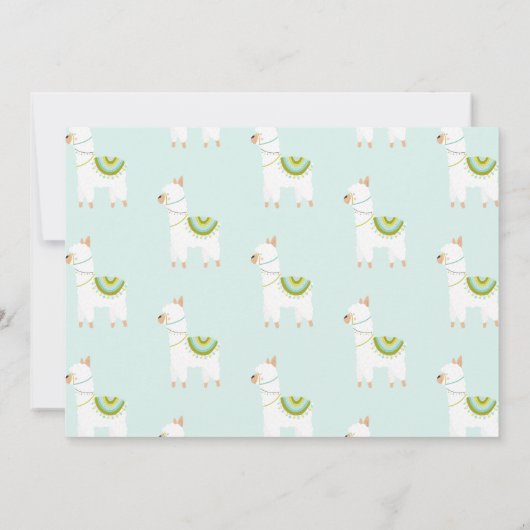 キュートホールラマおもしろいアクアファースト誕生日写真 招待状 (裏面)