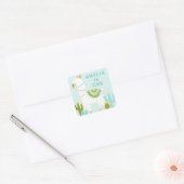 キュートホールラマおもしろいアクア1歳の誕生日のお願い スクエアシール (封筒)