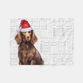 キュートボイキンスパニエル犬ドッグクリスマスホリデー フリースブランケット