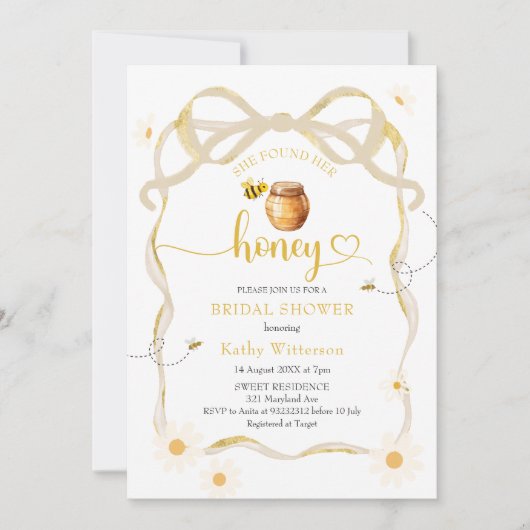 キュートボウデイジービーブライドへビーブライダル 招待状 (正面)