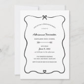 キュートボウハートミニマル卒業パーティー 招待状 (正面)