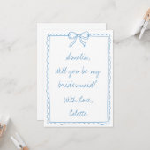 キュートボウブルー手書きシックなブライドメイド提案 カード (正面/裏面インサイチュ)