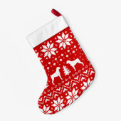 キュートボクサードッグシルエットホリデーパターンクリスマス スモールクリスマスストッキング (裏面 (吊り時))