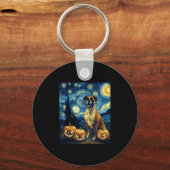 キュートボクサーハロウィーンハロウィーンのカボチャのちょうちんカボチャ顔S キーホルダー (正面)