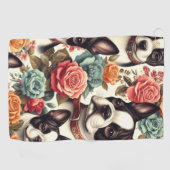 キュートボストンテリアイラストレーション ゴルフタオル (横)