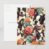 キュートボストンテリアイラストレーション ポストカード (正面/裏面)