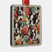 キュートボストンテリアイラストレーション メタルオーナメント (右)