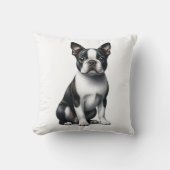 キュートボストンテリアギフト白黒パピードッグ クッション (正面)