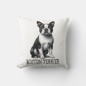 キュートボストンテリアギフト白黒パピードッグ クッション (正面)