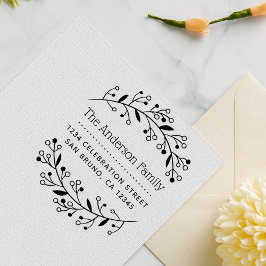 キュートボタニカルリースカスタム差出人住所 ラバースタンプ