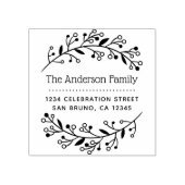 キュートボタニカルリースカスタム差出人住所 ラバースタンプ (インプリント)