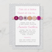 キュートボタンベビーシャワー招待状 招待状 (正面/裏面)