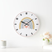 キュートボホウォーターカラーパステルレインボー子供部屋 ラージ壁時計 (ホーム)