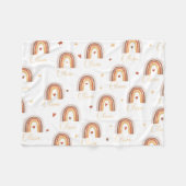 キュートボホウォーターカラーレインボーハート名前をカスタムする フリースブランケット (正面(横))