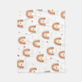 キュートボホウォーターカラーレインボーハート名前をカスタムする フリースブランケット (正面)