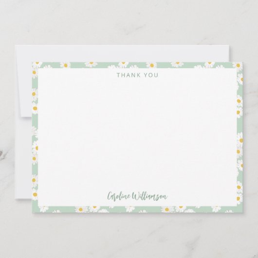 キュートボホセージデイジーフローラカスタムベビーシャワー サンキューカード (正面)