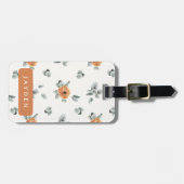 キュートボホテラコッタフローラグリーン名前をカスタムする ラゲッジタグ (正面横)