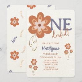 キュートボホデイジーオネダーフルファースト誕生日 招待状