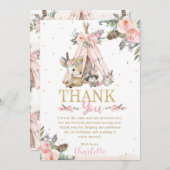 キュートボホトバルウッドランド動物誕生日バプテスマ サンキューカード (正面/裏面)