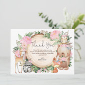 キュートボホピンクフローラトリバルウッドランド誕生日 サンキューカード (スタンド正面)