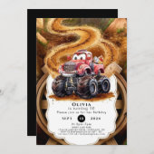 キュートボホモンスタートラック誕生日 招待状 (正面/裏面)